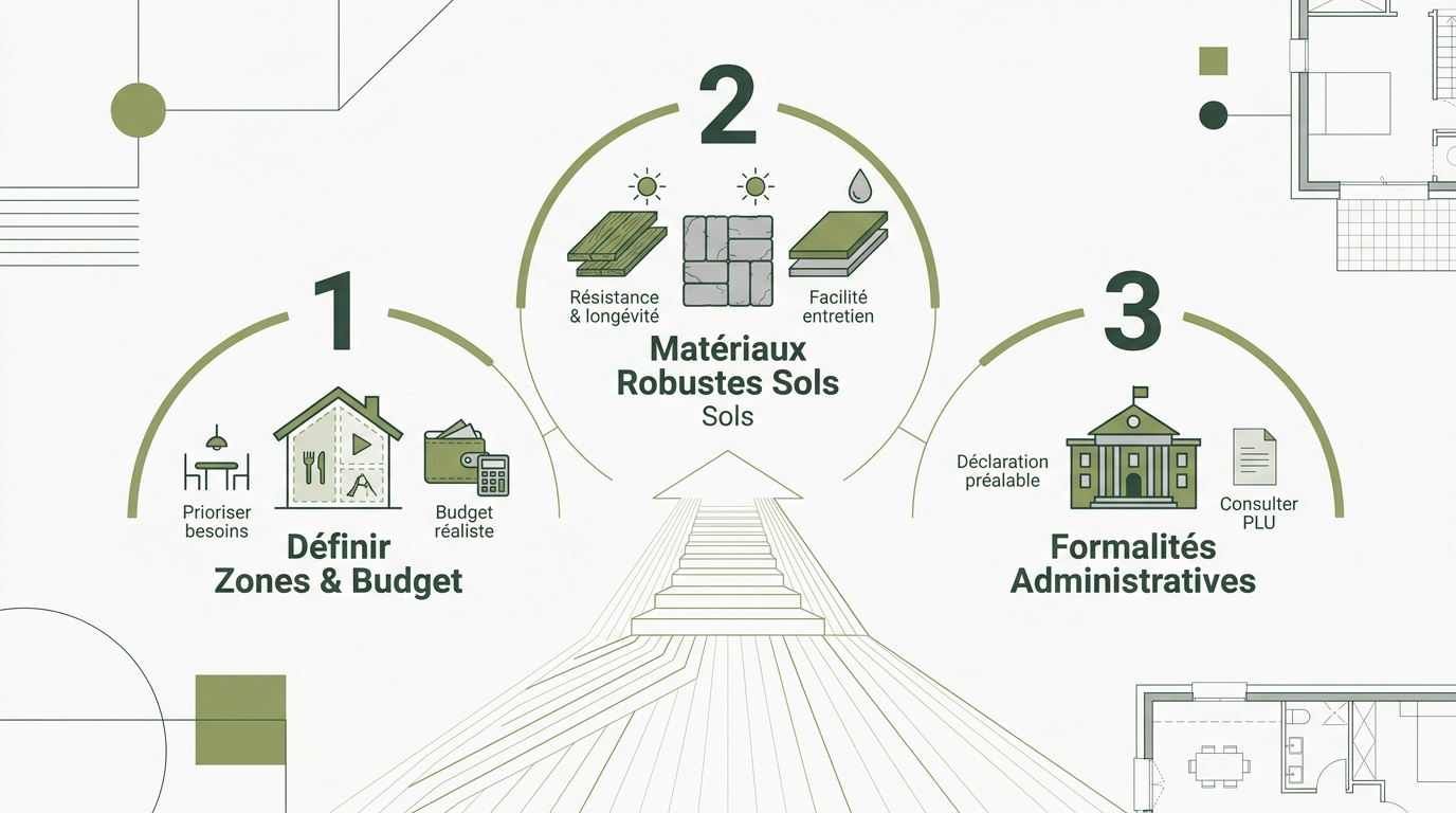 Planification d'un aménagement extérieur moderne et structuré