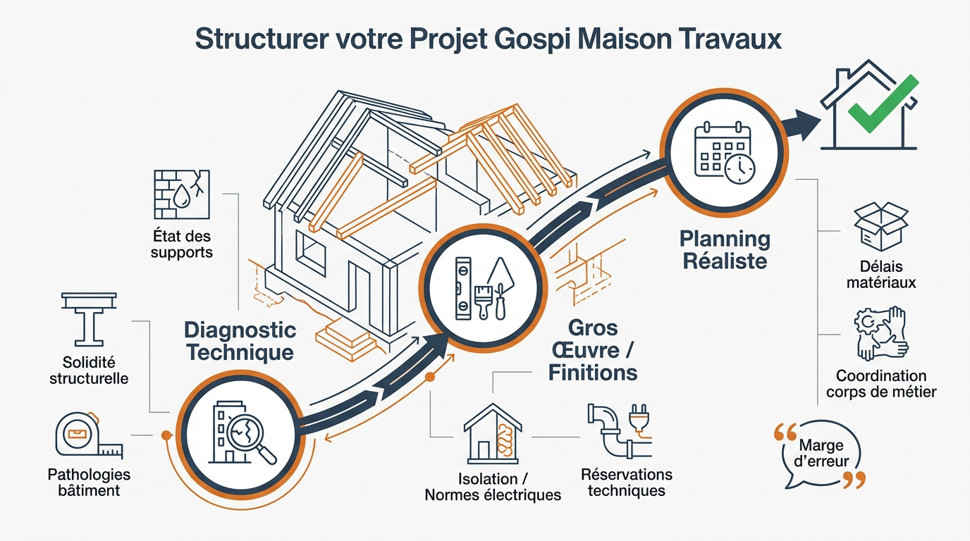 Planification logistique et structurelle d'un chantier de rénovation maison