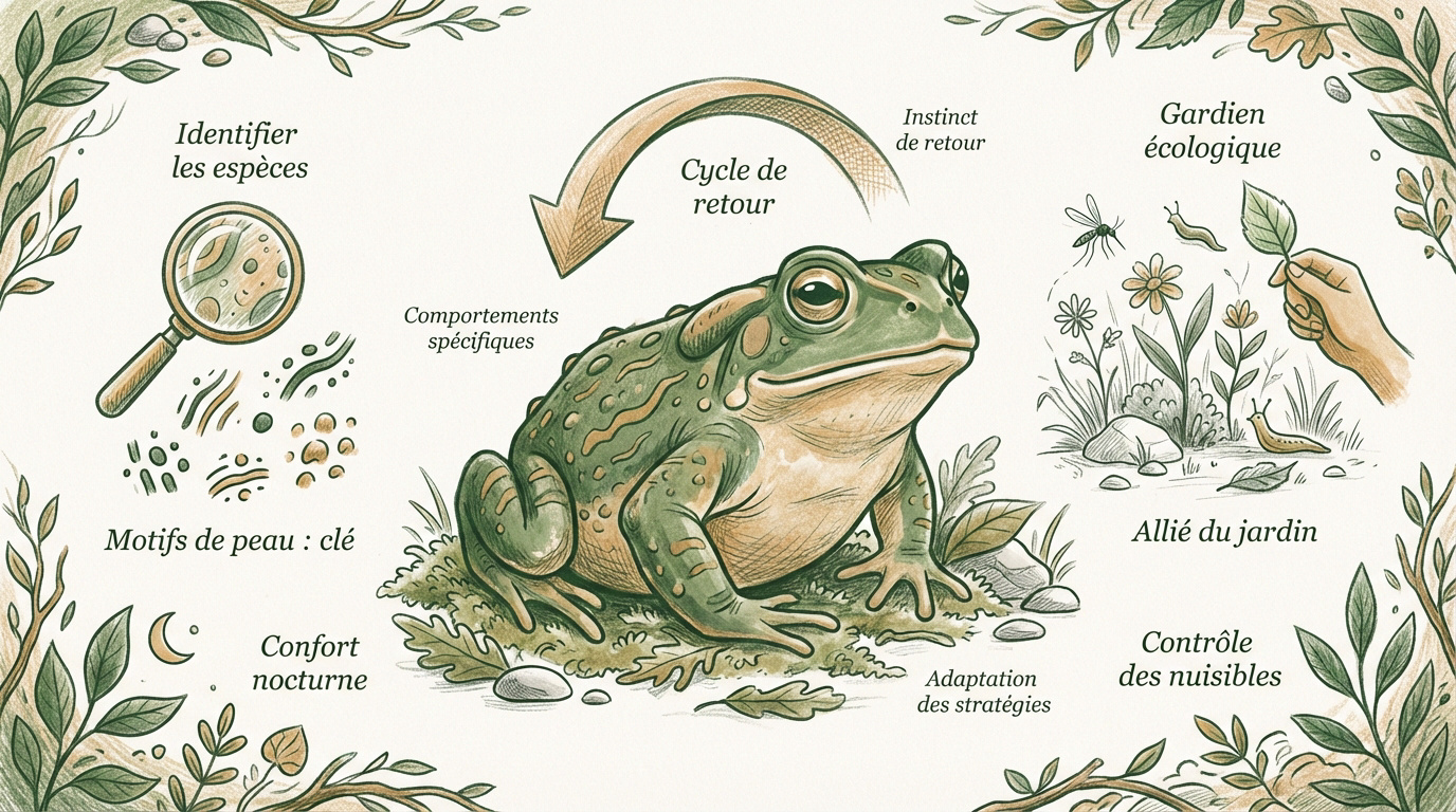 Crapaud commun dans un jardin écologique servant de prédateur naturel aux insectes