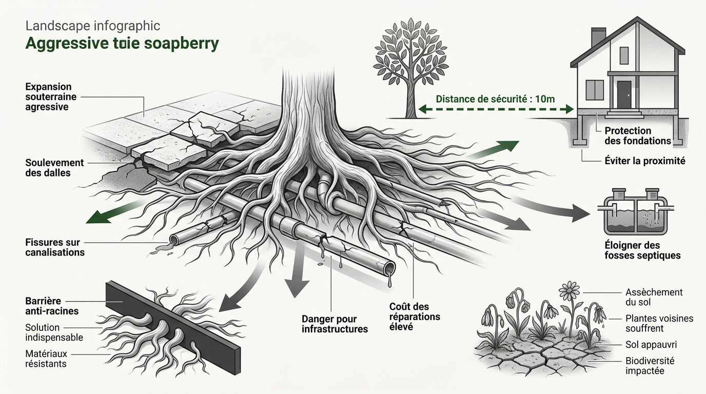 Risques des racines de savonnier sur les structures