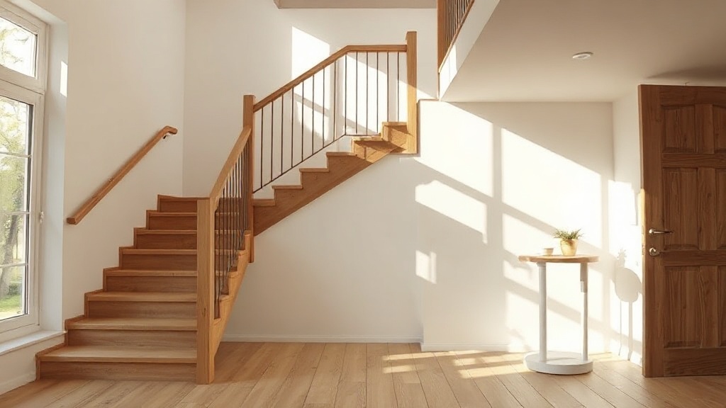 interieur lumineux de maison avec escalier en bois