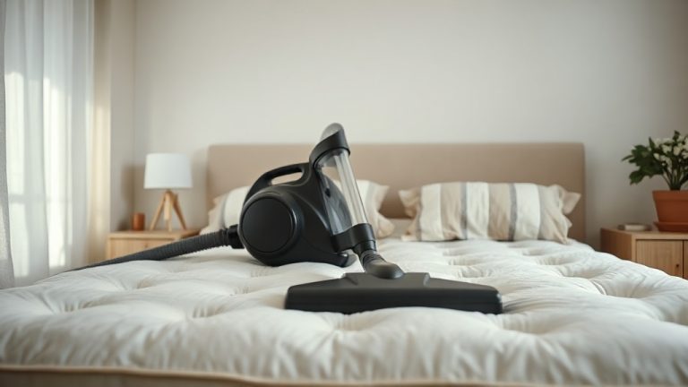 aspirateur passant sur un matelas blanc gros plan