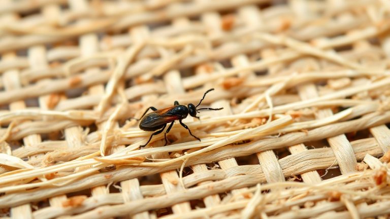 petit insecte noir sur tapis en laine