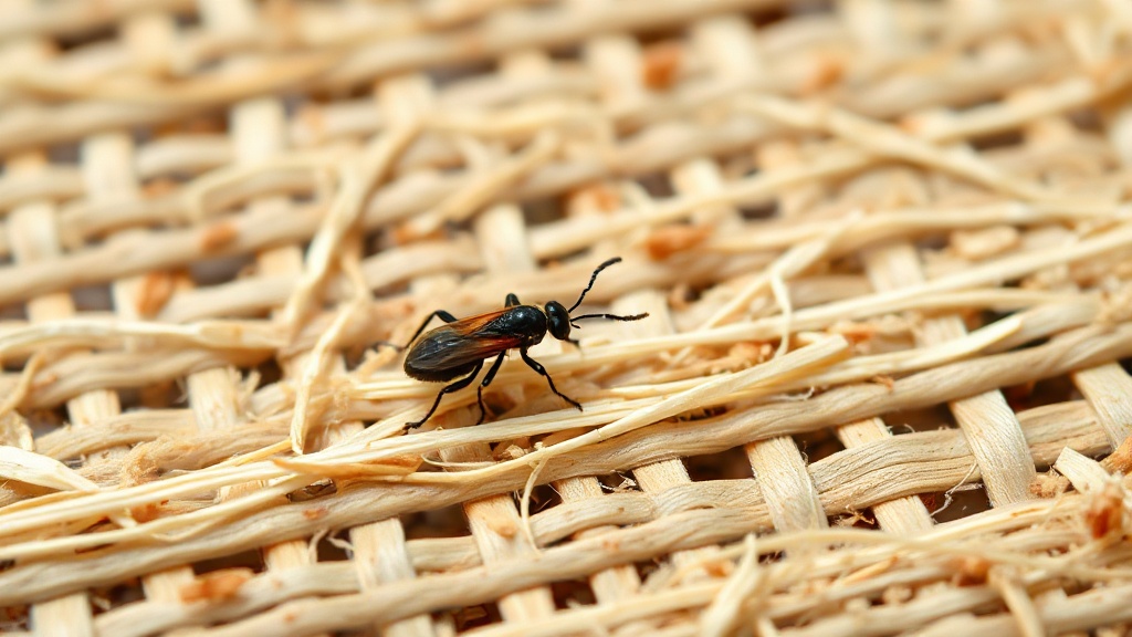 petit insecte noir sur tapis en laine