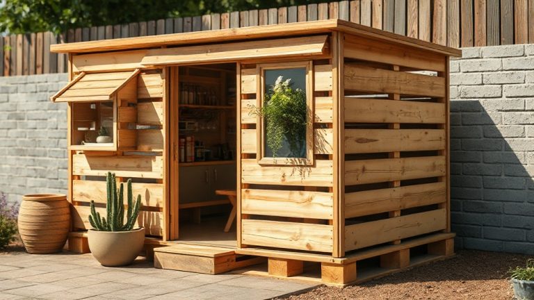petite construction de jardin en palettes de bois