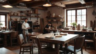Artisan restaurant une vieille malle en bois dans un atelier