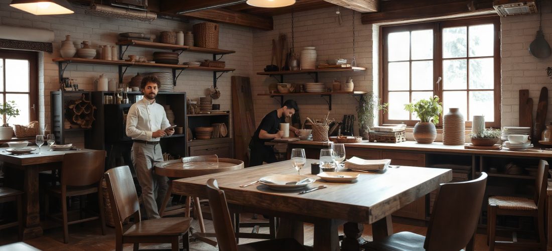 Artisan restaurant une vieille malle en bois dans un atelier