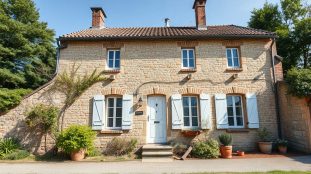 fa ade d une maison meuli re avec murs en pierre b