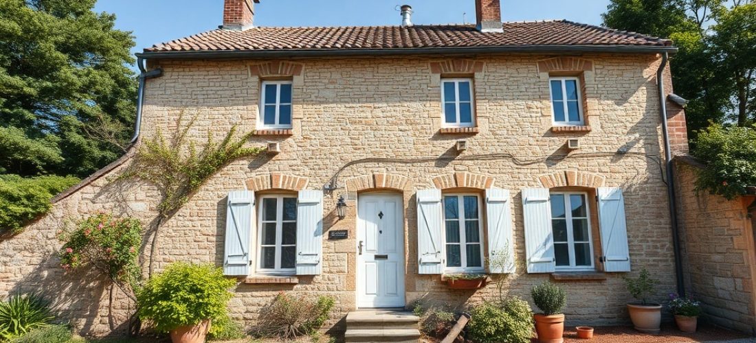 fa ade d une maison meuli re avec murs en pierre b