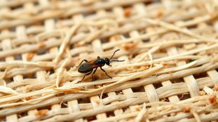 petit insecte noir sur tapis en laine