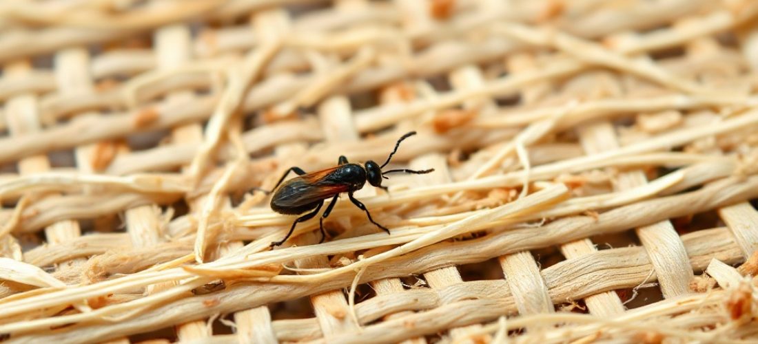 petit insecte noir sur tapis en laine