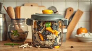poubelle de cuisine entrouverte avec des d chets a