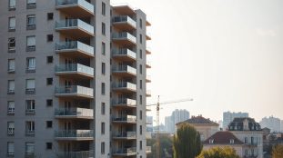 vue d un immeuble r sidentiel neuf en construction
