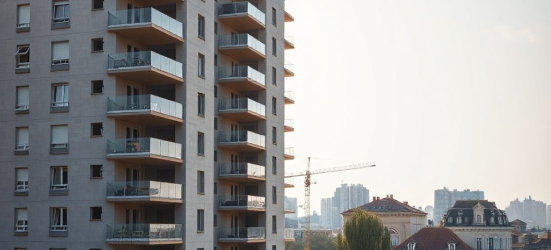 vue d un immeuble r sidentiel neuf en construction